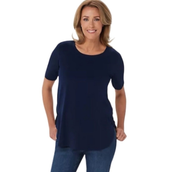 Susan Graver Essentials Butterknit Navy T Shirt Size M - Picture 1 of 6